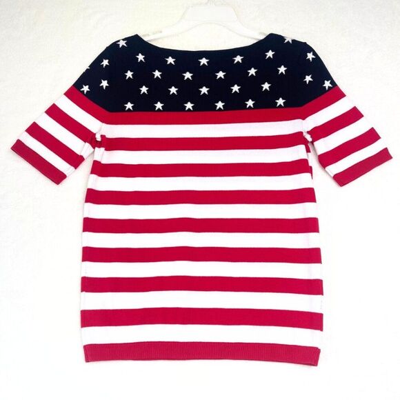 Talbots Patriotic American Flag Short Sleeved Sweater Small Petite - Picture 6 of 12